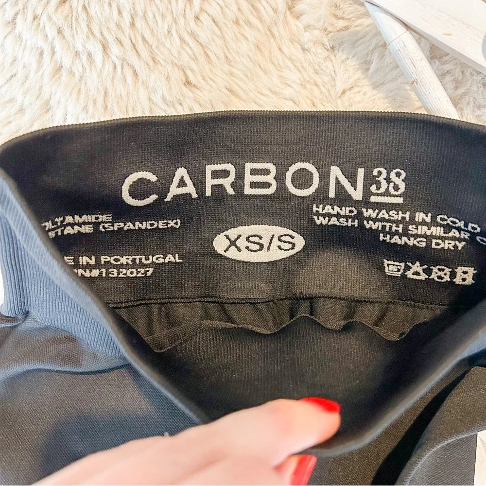 Carbon38 | Black Mesh Pull-On Yoga Leggings Size XS/S Stretch Wide Waist - Picture 5 of 8